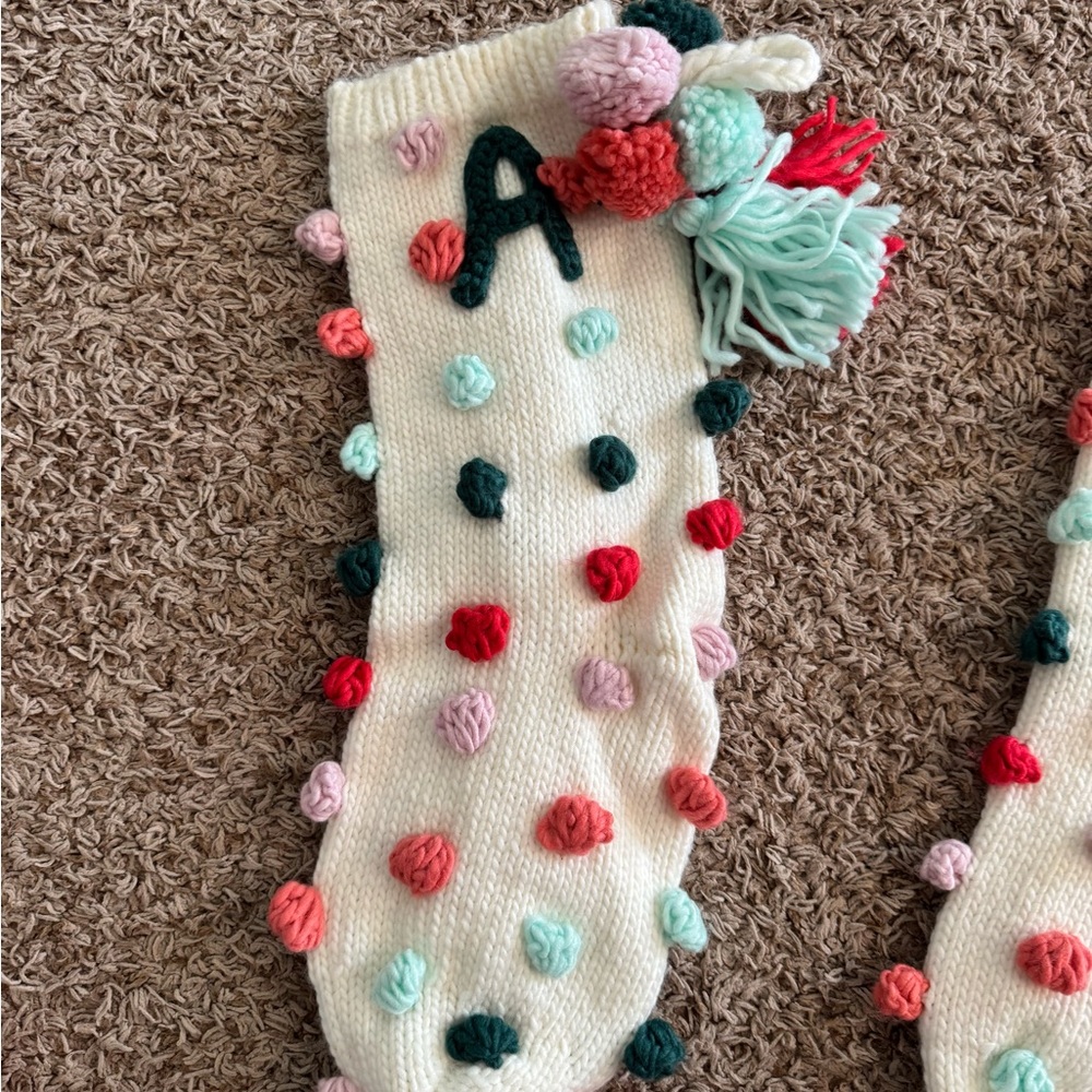 Anthropologie Pom Pom Stocking